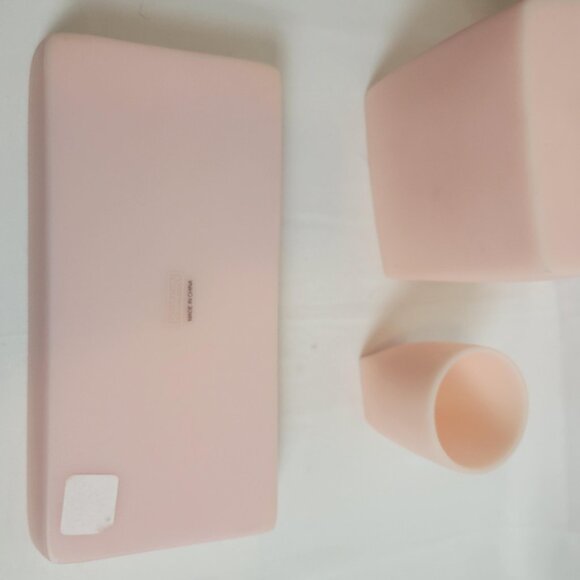Restoration Hardware Bath Vanity Set Tray Cup Tissue Box Cover Powder Pink - Picture 4 of 9
